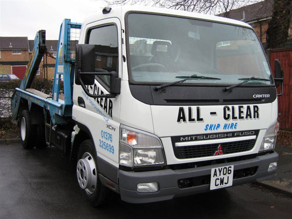 Skip hire truck parked